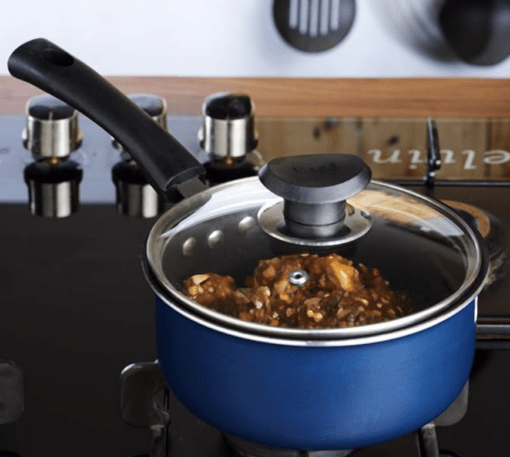 Vinod Zest Aluminium Non Stick Saucepan with Glass Lid - 1.6 litre, 16cm | Milk/Tea Pan | Sauce pot with Lid | 3mm Thick | 3 Layer Coating | Scratch Proof | 1 Year Warranty - Image 2